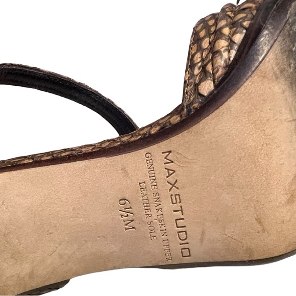 Max Studio Brown Snakeskin Open Toe Heeled Sandals - Picture 5 of 8